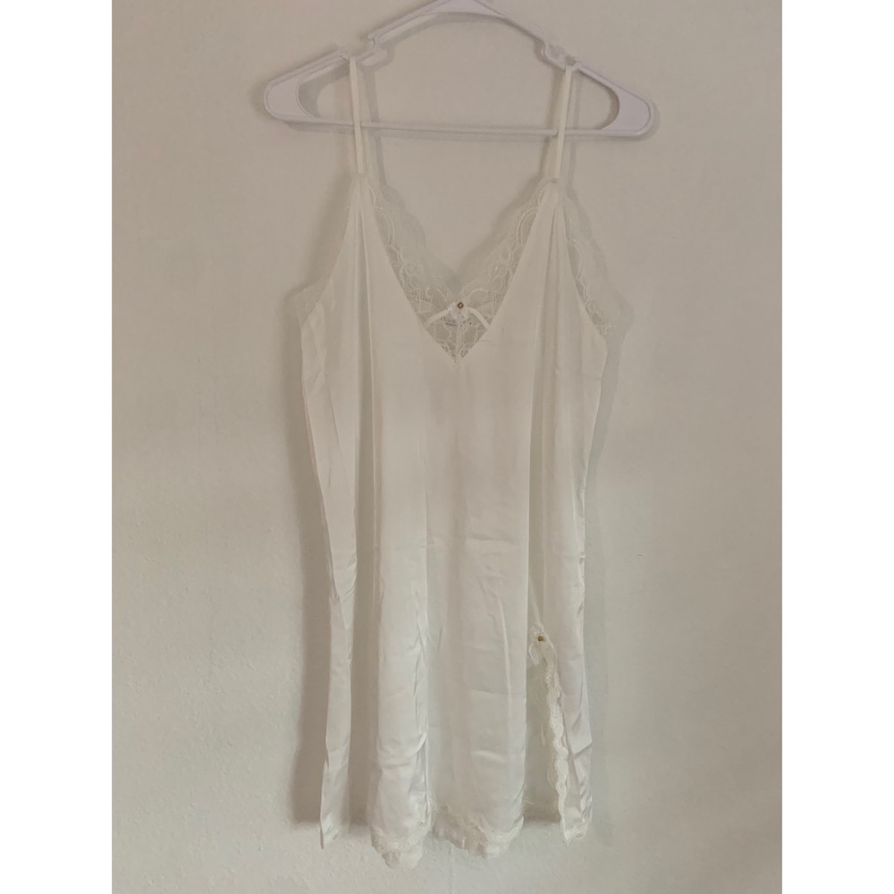 White lingerie silk dress.